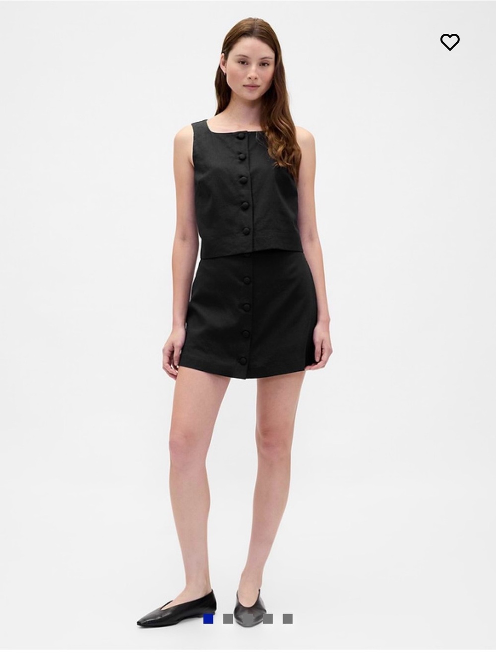 GAP Black Button-Front linen blend skort